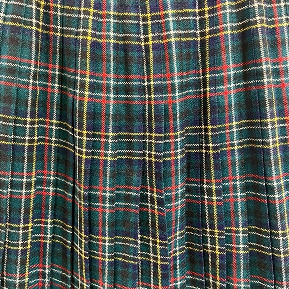 Vintage 70s Deans of Scotland Wool Tartan Kilt Skirt Size 6 Midi Plaid Green - Picture 5 of 8